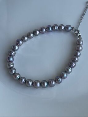 Elegant Genuine Grey Pearl Bracelet - Women's Jewelry 15